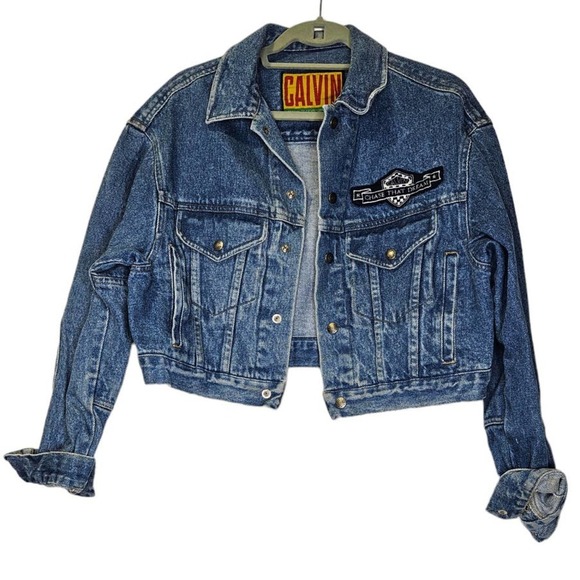 Vintage 80s Calvin Klein M 100% Cotton Denim Jean Jacket Utility Trucker Casual - Picture 1 of 4